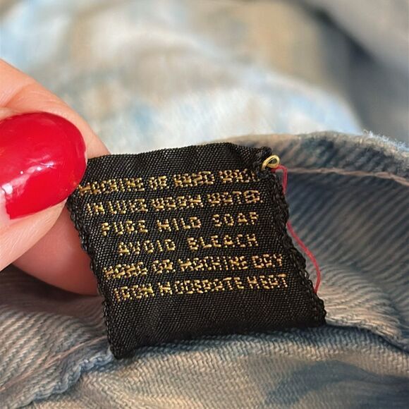 Vintage 70s Mambro Girls Blue Tie-Dye Bell Bottom Cuffed Jeans with Silver Studs - Picture 10 of 10